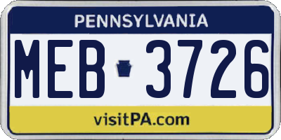 PA license plate MEB3726