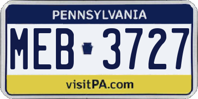 PA license plate MEB3727
