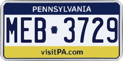 PA license plate MEB3729
