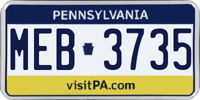PA license plate MEB3735