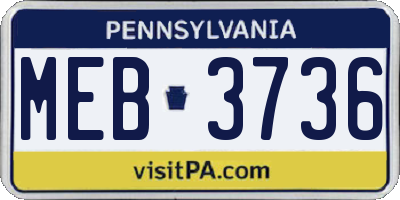 PA license plate MEB3736