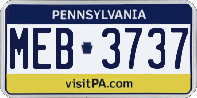 PA license plate MEB3737