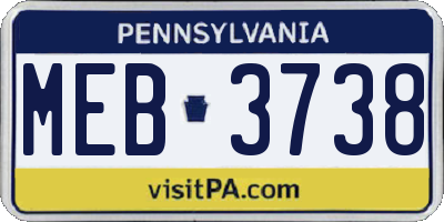 PA license plate MEB3738