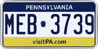PA license plate MEB3739