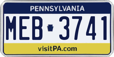 PA license plate MEB3741
