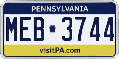 PA license plate MEB3744