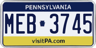 PA license plate MEB3745