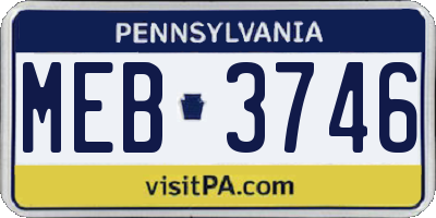 PA license plate MEB3746