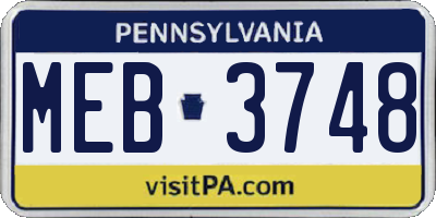 PA license plate MEB3748