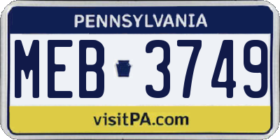 PA license plate MEB3749