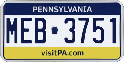PA license plate MEB3751