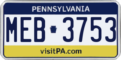 PA license plate MEB3753