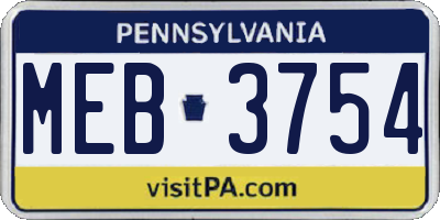 PA license plate MEB3754