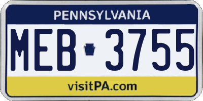 PA license plate MEB3755