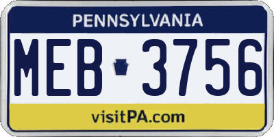 PA license plate MEB3756