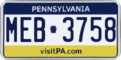 PA license plate MEB3758