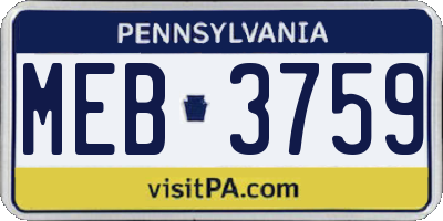 PA license plate MEB3759