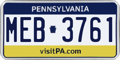 PA license plate MEB3761