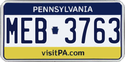PA license plate MEB3763