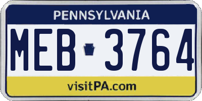 PA license plate MEB3764