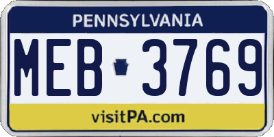 PA license plate MEB3769