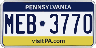 PA license plate MEB3770