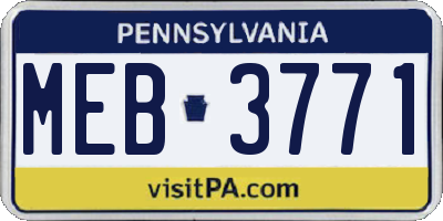 PA license plate MEB3771