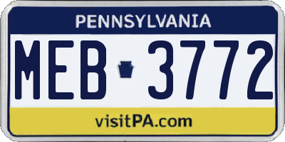 PA license plate MEB3772