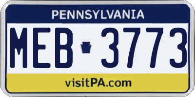 PA license plate MEB3773
