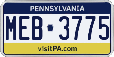 PA license plate MEB3775