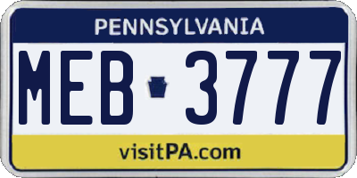 PA license plate MEB3777