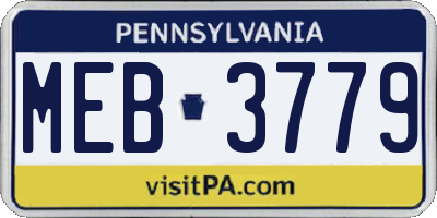 PA license plate MEB3779