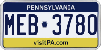 PA license plate MEB3780
