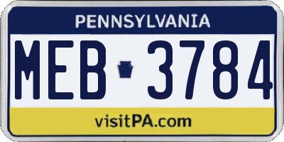 PA license plate MEB3784