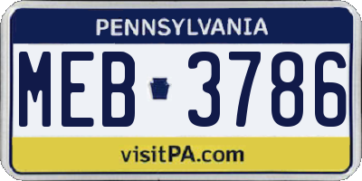 PA license plate MEB3786