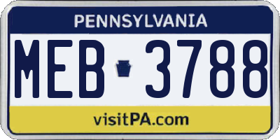 PA license plate MEB3788