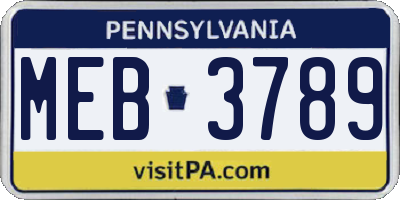 PA license plate MEB3789
