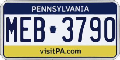 PA license plate MEB3790