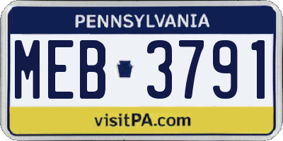 PA license plate MEB3791