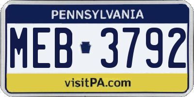 PA license plate MEB3792