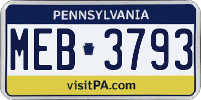 PA license plate MEB3793