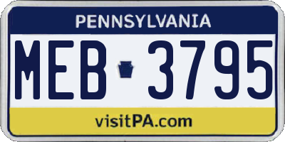 PA license plate MEB3795