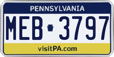 PA license plate MEB3797