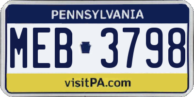 PA license plate MEB3798