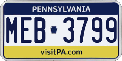 PA license plate MEB3799