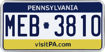 PA license plate MEB3810