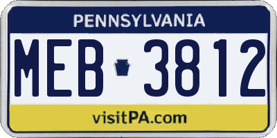 PA license plate MEB3812