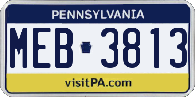 PA license plate MEB3813