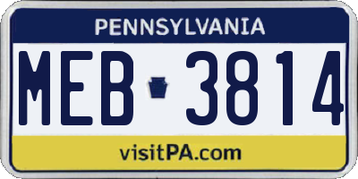PA license plate MEB3814