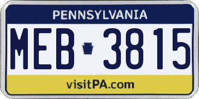 PA license plate MEB3815